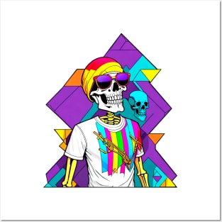 Skateboarder skeleton Posters and Art